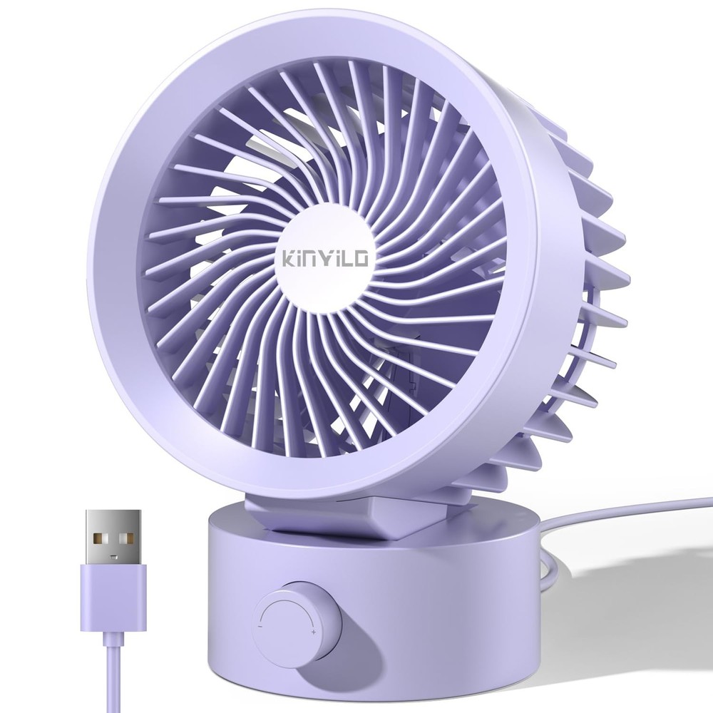 USB Desk Fan Small Quiet, Stepless Speed Mini Fans for Home Office Dorm Deskt...