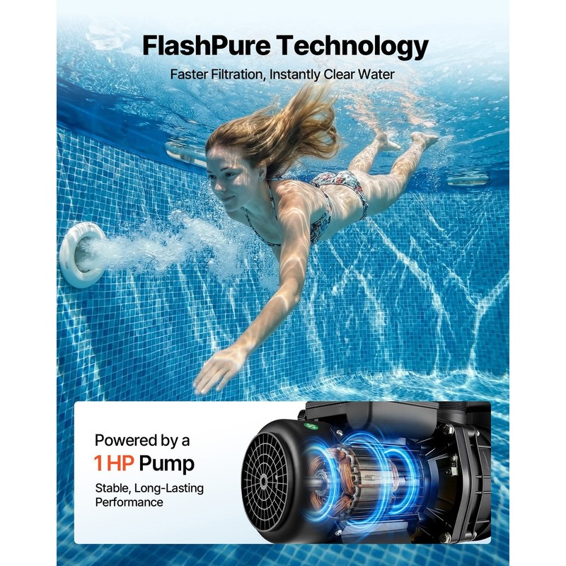 16in Pool Filter Pump With Timer 1HP 4400GPH 6X Faster gallery
