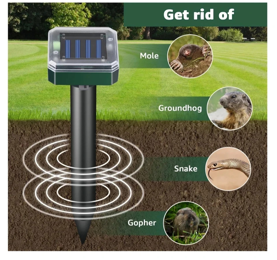 Mole Repellent 4 Pack Ultrasonic Solar Powered Animal Repellent for Outdoor Lawn gallery