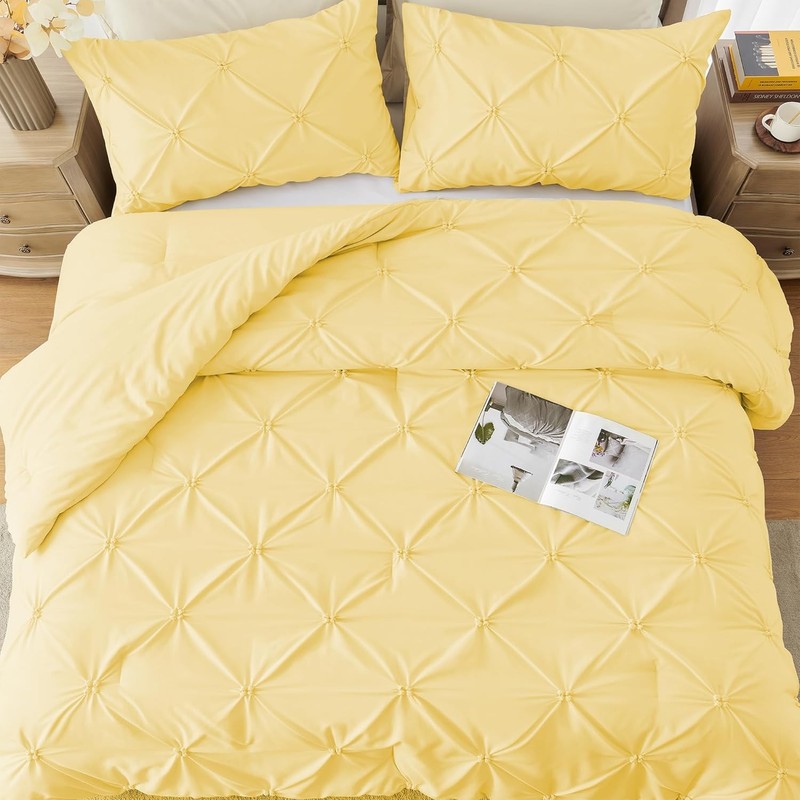 King Size Comforter Set Yellow - Lightweight Soft Pintuck Down gallery