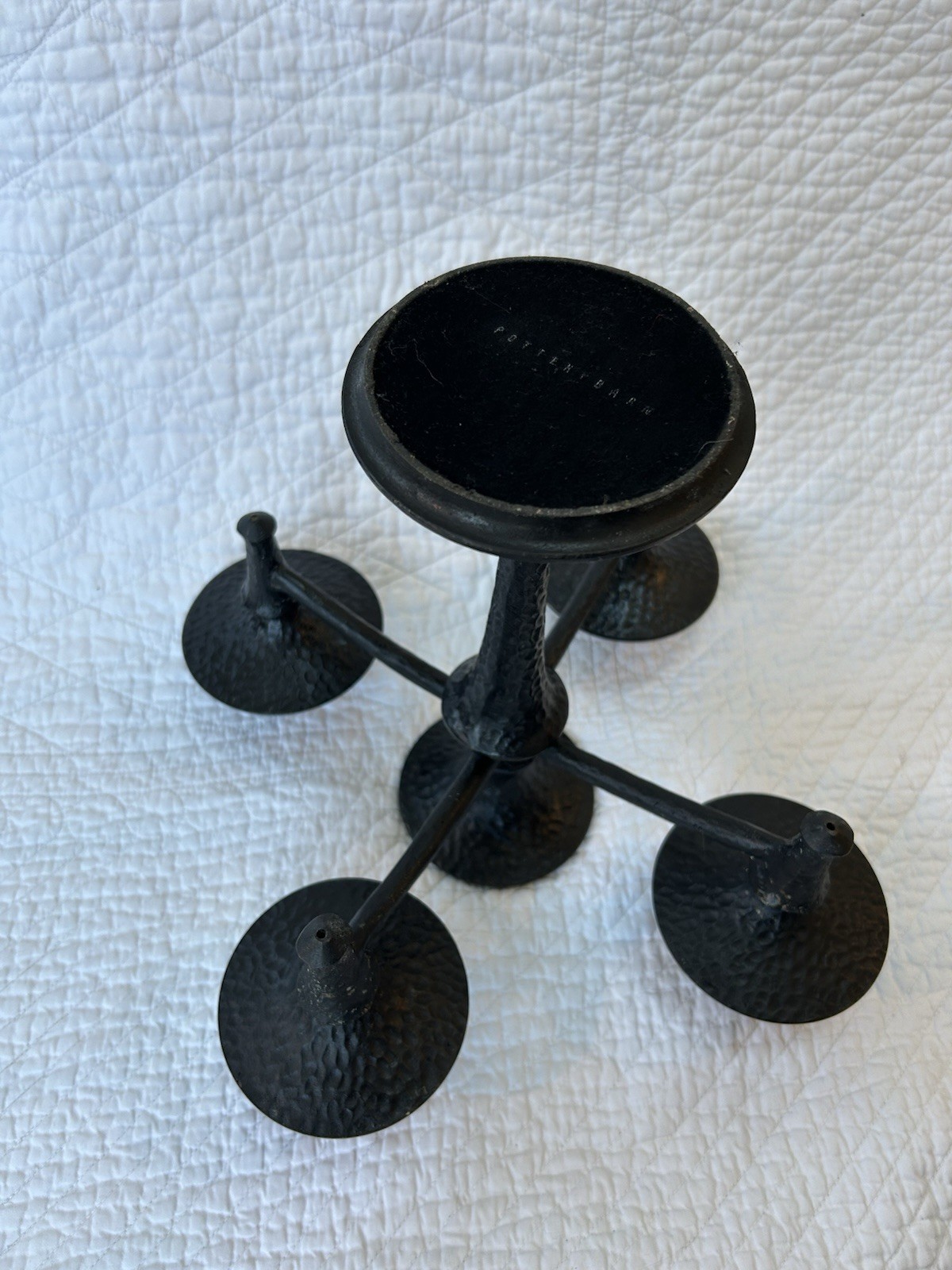 Pottery Barn Pillar Candle Holder Candelabra Artisanal Iron Dark Bronze Finish gallery