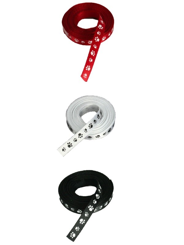 1/4" Thin PAW Print Single Faced Satin Ribbon Polyester Choose Color & Length gallery