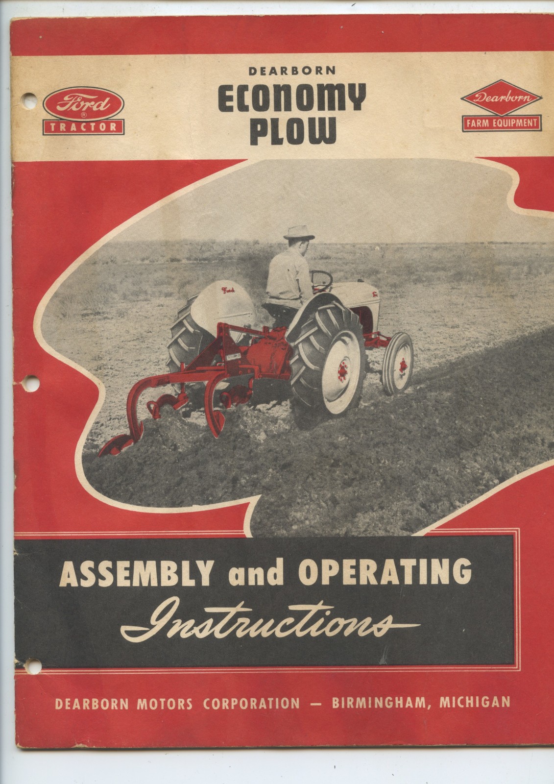 1951 DEARBORN ECONOMY PLOW "ASSEMBLY AND OPERATING INSTRUCTIONS" MANUAL (21 PG.) gallery