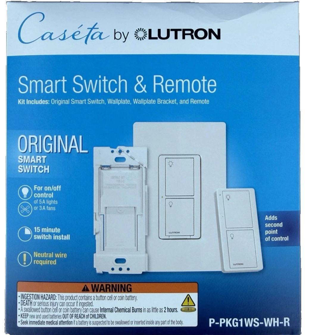 Lutron P-PKG1W-WH-R Caseta Wireless Smart Lighting Switch & Remote Kit - NEW gallery