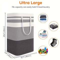 75L Large Laundry Basket Durable Clothes Hamper Storage Bag 40x30x60cm