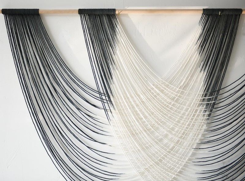 Large Macrame Wall Hanging Black Dip Dyed Fiber Wall Art Macrame Wall Decor B... gallery