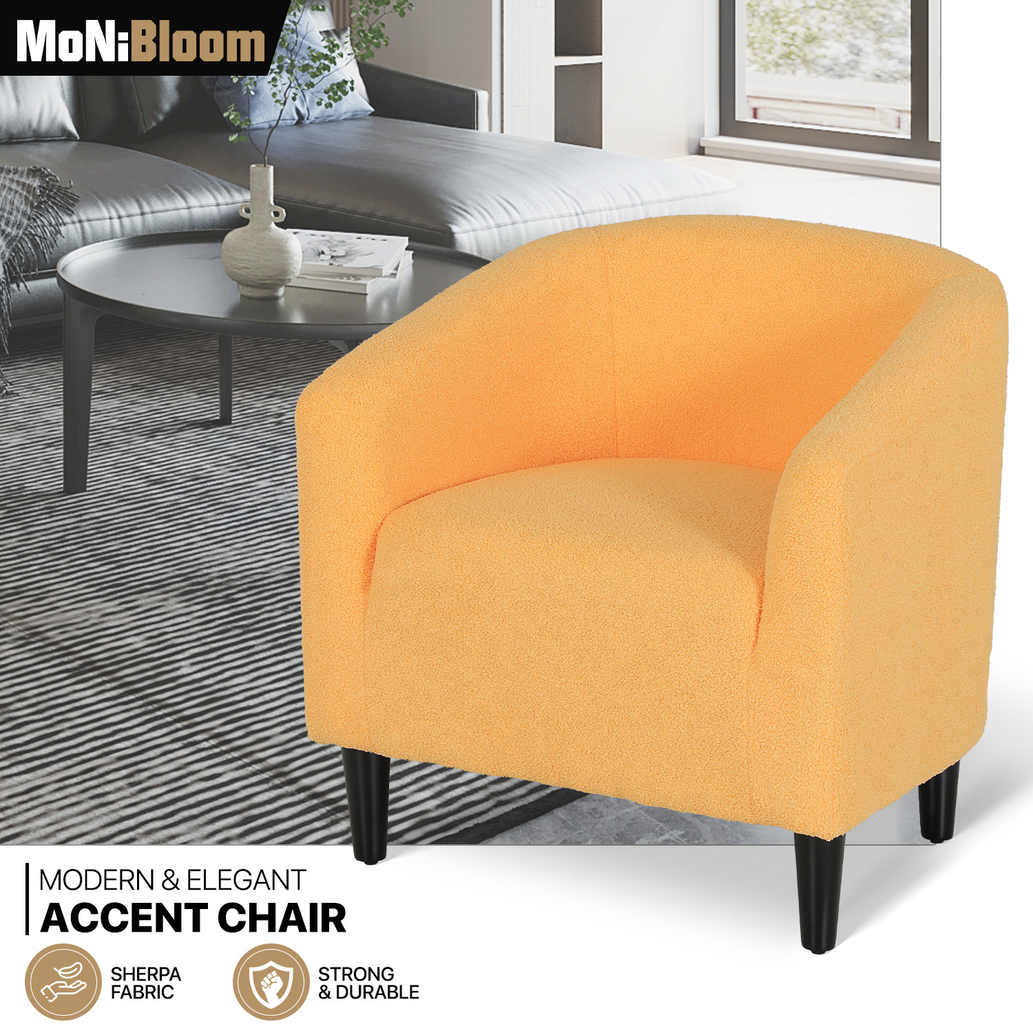 [OPEN BSingle Sofa Accent Modern Armchair Upholstered?Home Club Chair w/Wood Leg gallery