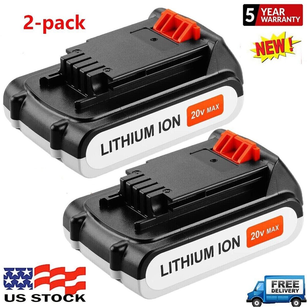 2Pack 20V Battery 2.0Ah replacefor Black Decker 20V Max Lithium Battery LBXR20US