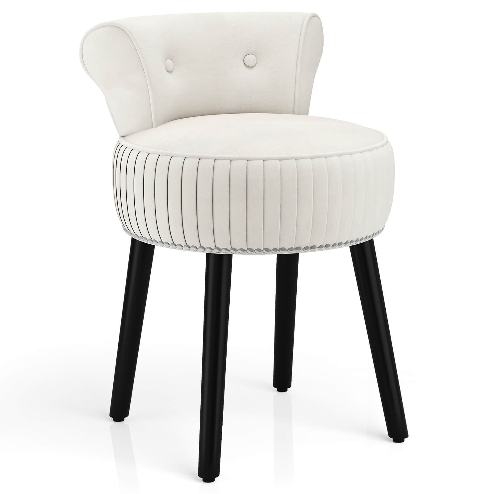 Velvet Vanity Chair with Back Tufted Low Back and Solid Wood Legs for Bedroom gallery