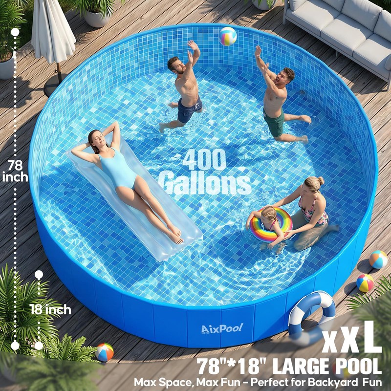 AixPool 2026 Large Foldable Pool,Non-Inflatable Pool for Adult,Foldable Swimming gallery
