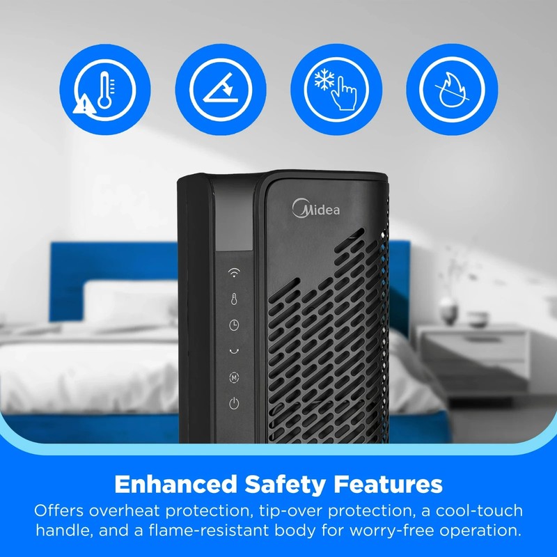 Midea 30-Inch Ceramic Tower Space Heater, Electric, Black, MSHC30TD5BBV Open Box gallery