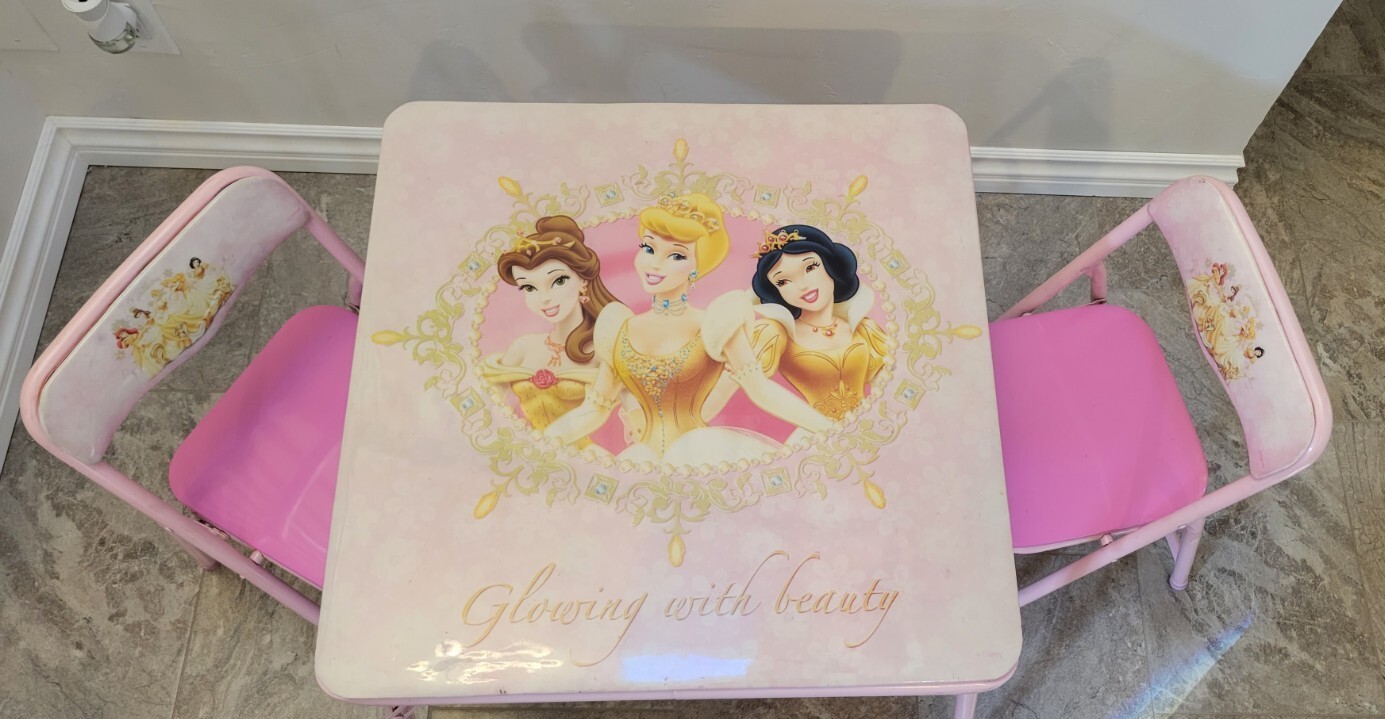 Child Disney Princess Activity Folding Table Set with 2 Kids Chairs Vintage gallery