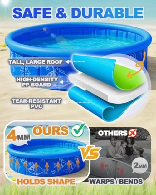 Foldable Kiddie Pool with Canopy and 20 Ocean Balls: 47in for Baby Toddler gallery