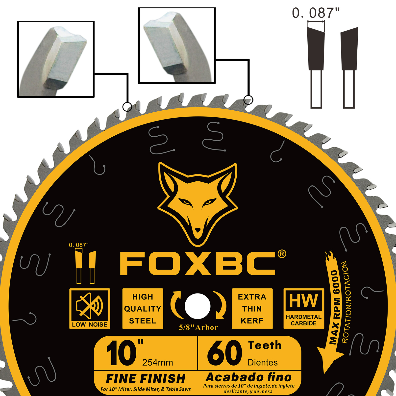 10-Inch 60-Tooth Miter/Table Saw Blades Thin Kerf Fine Finish Crosscut Blade gallery