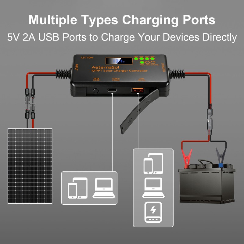10A MPPT Solar Charge Controller 12V mini Battery PV Regulator LCD for LiFePO4 gallery