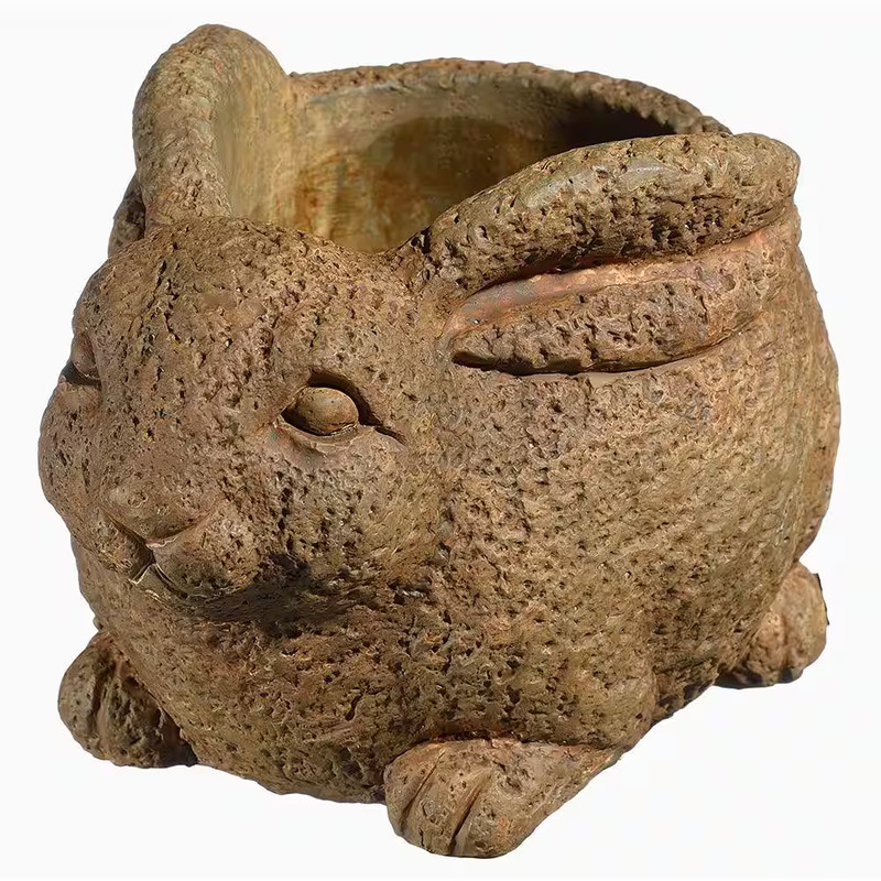 Rabbit Small Rust Concrete Lightweight Planter with Drainage Hole (8 In. L X 6 I gallery