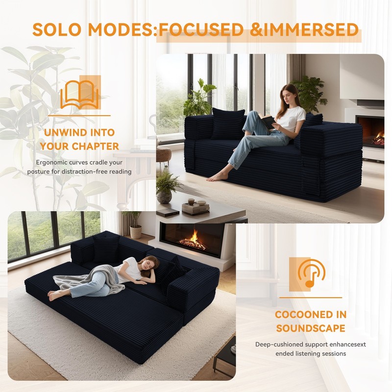 Convertible Sleeper Sofa Bed,Floor Folding Mattress Pull Out Bed for Living Room gallery