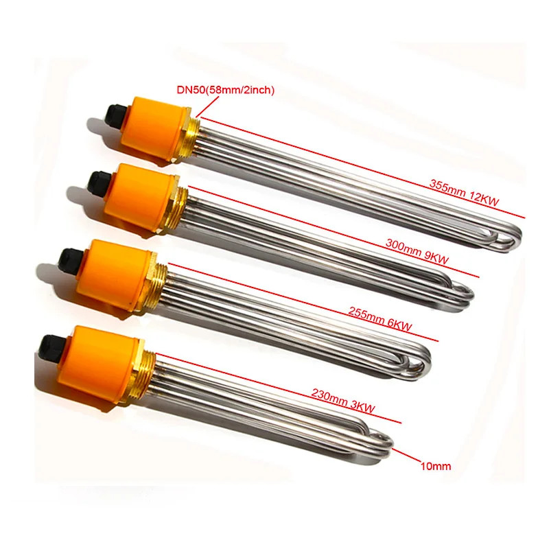Water Heating Element Boiler Resistance Heater Pipe 3KW 6KW 9KW 12KW For Feeder gallery