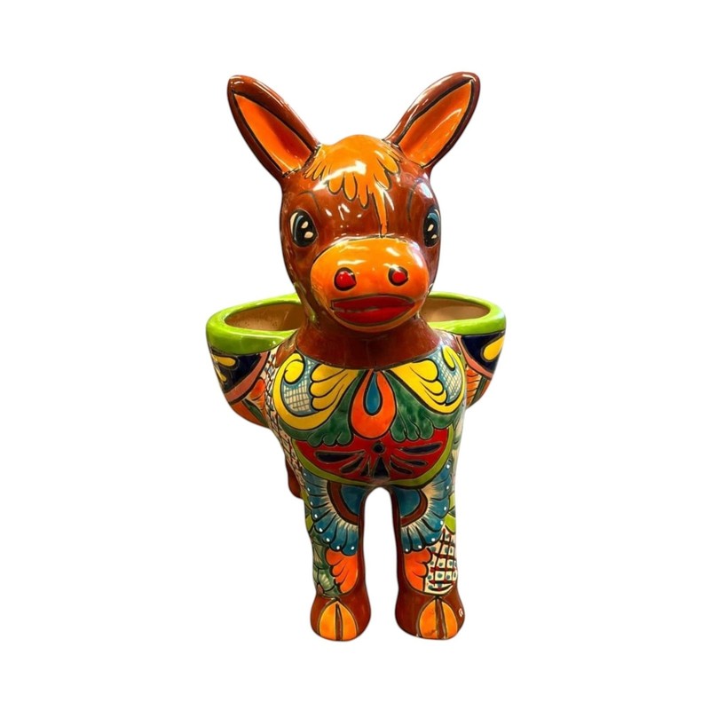 Large Talavera Donkey Planter | Hand-Painted Ceramic Burro gallery