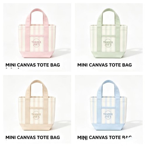 Trader Joe’s Limited Edition 2026 Drop Mini Stripe Canvas Tote Bag NEW US STOCK gallery