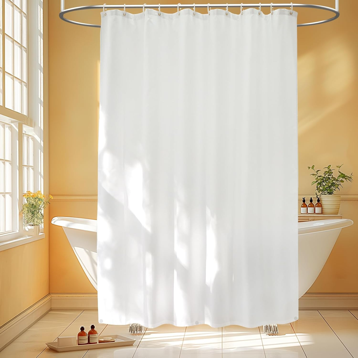Seenus 74 Inch Long Cloth Shower Curtain Liner with 3 Weighted Magnets, 72'' X 7 gallery