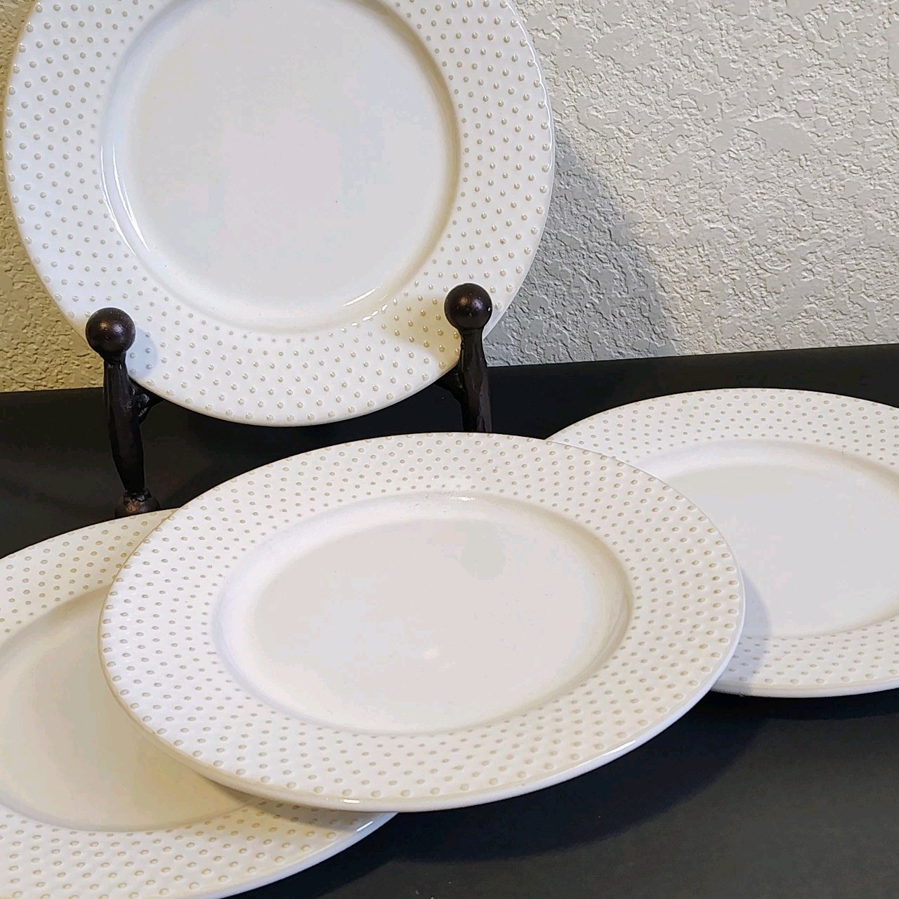 Better Homes & Gardens 8.5" Salad Lunch Plates Modern Farmhouse Embossed Dots gallery