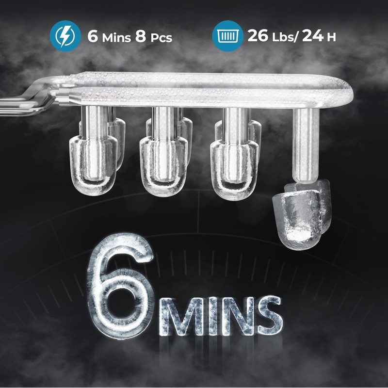 Countertop Ice Maker Machine, 8 Ice Cubes in 6 mins, 26lb/Day Ice with 2 Size... gallery