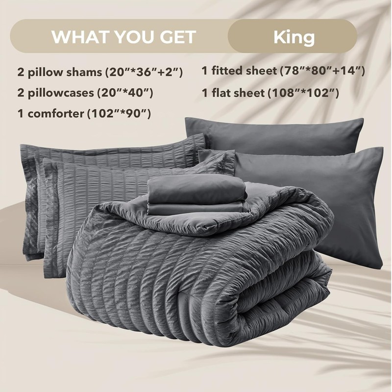Cloud-Like Luxury King Comforter Set with Deep Pocket Fitted Sheet - Seersucker gallery