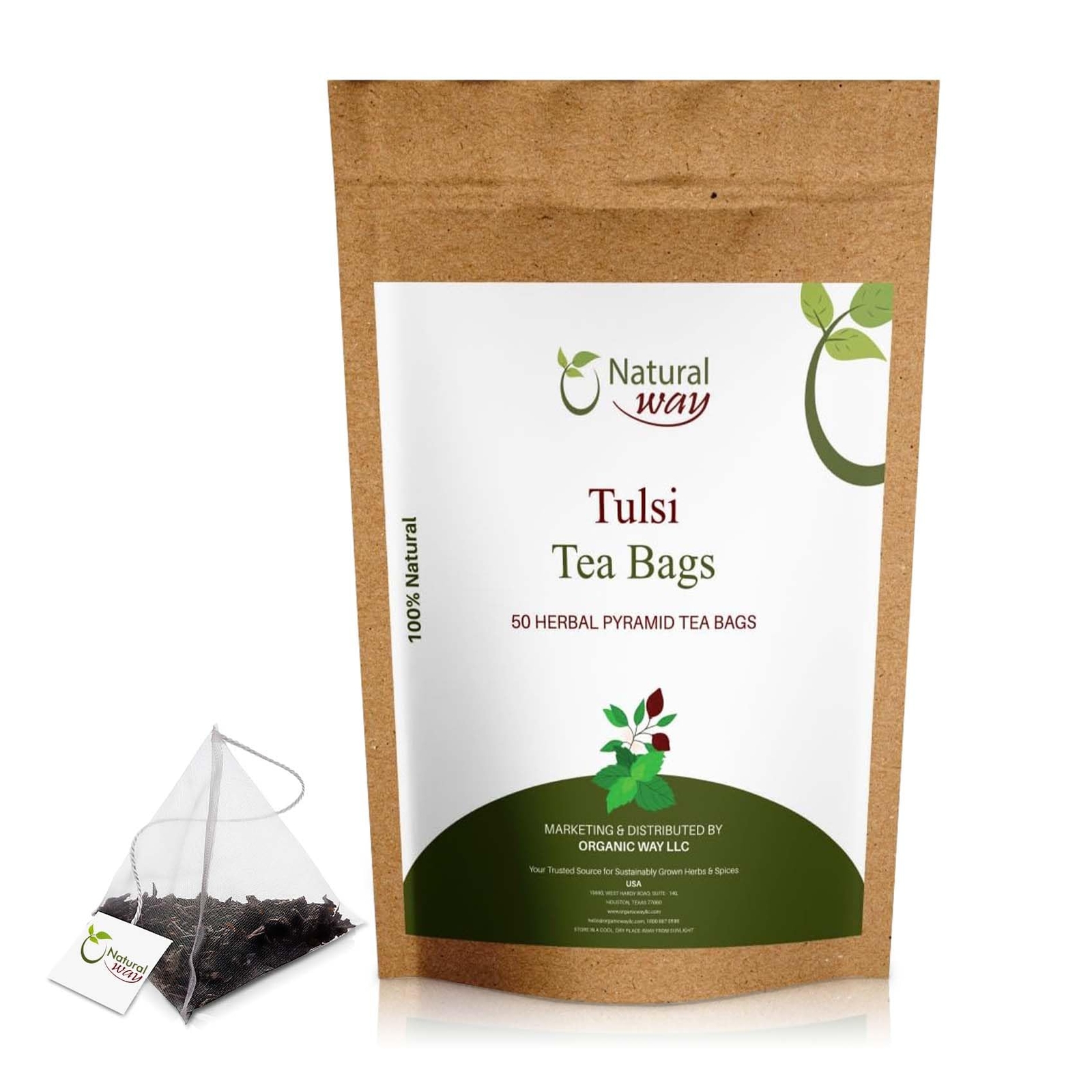 Tulsi Tea Bags | Pyramid Holy Basil Tea Bags 5 OZ (Pack of 50) gallery