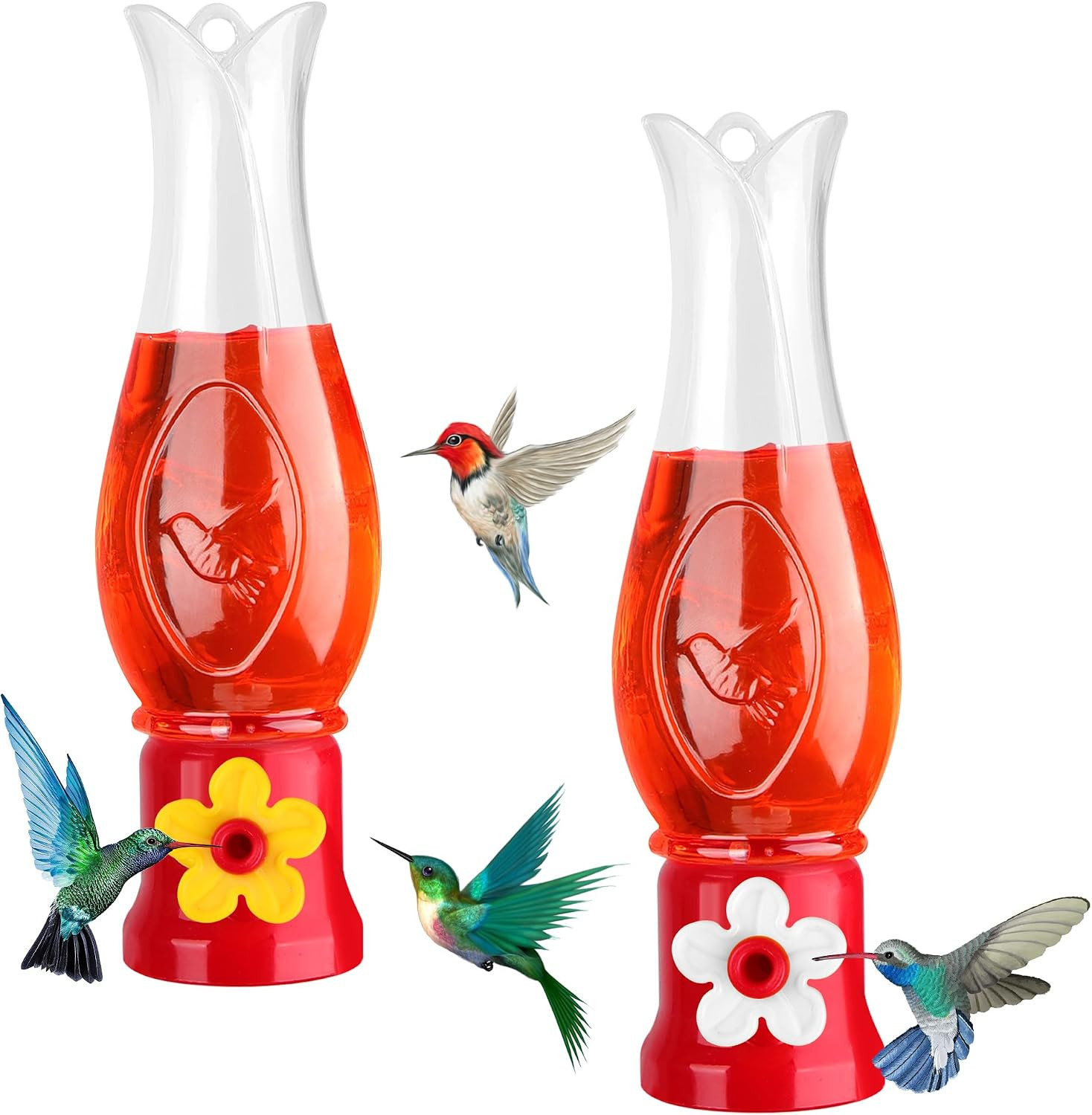 Hummingbird Feeder 2-Pack, 3.4 Oz Each-Mini Hanging Flower Feeder for Outdoors w gallery
