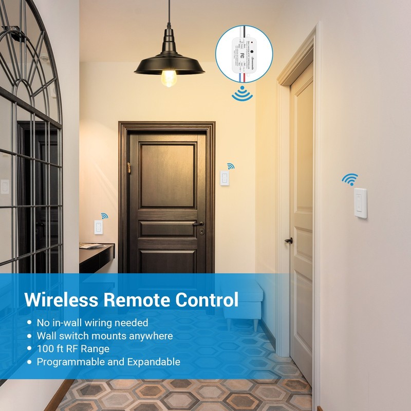DEWENWILS Wireless Light Switch Kit No Wiring 10A 1200W 100FT RF Remote gallery
