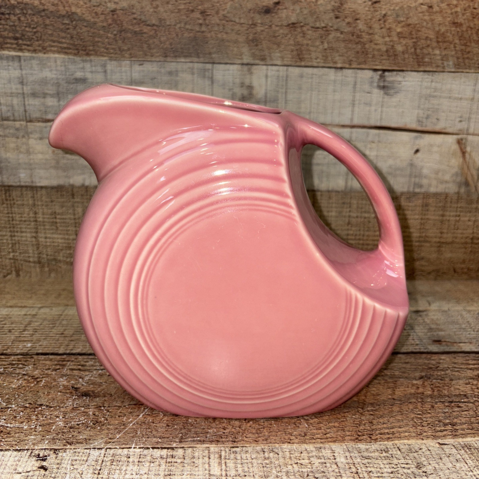 Vintage Original Fiestaware Disk Pitcher in Dusty Rose Pink Fiesta Ware gallery