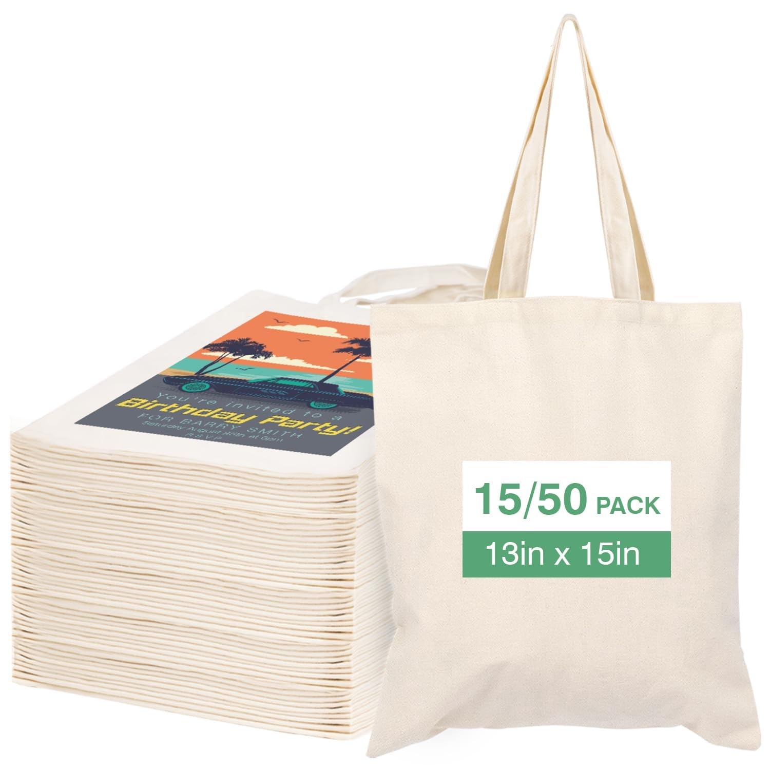 Canvas Tote Bag Bulk 15 Pack, 10oz Medium Reusable Grocery Shopping Cloth Bag... gallery