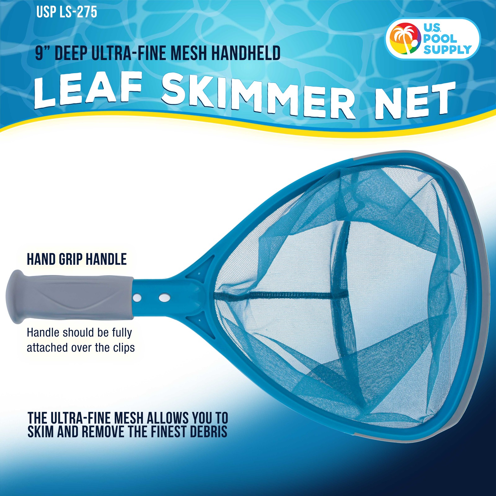 U.S. Pool Supply Spa, Hot Tub, Pool Hand Leaf Skimmer Net, 9" Deep Fine Mesh Net gallery