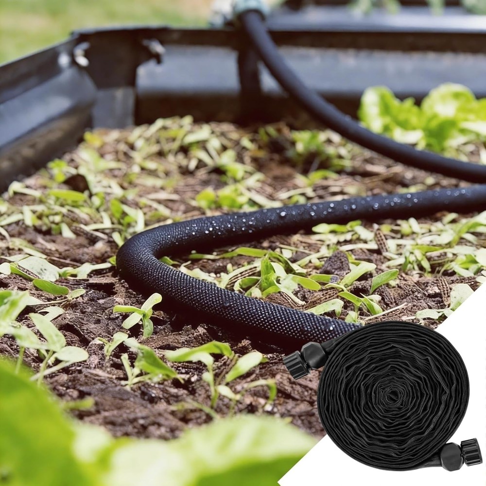 30FT Flat Soaker Hose,Lightweight and Soft Drip Irrigation Garden Hose Saves 80%