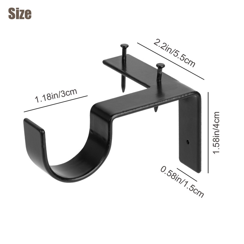 4Pcs Curtain Pole Brackets No Drill Curtains Rod Holder Into Wooden Window Frame gallery