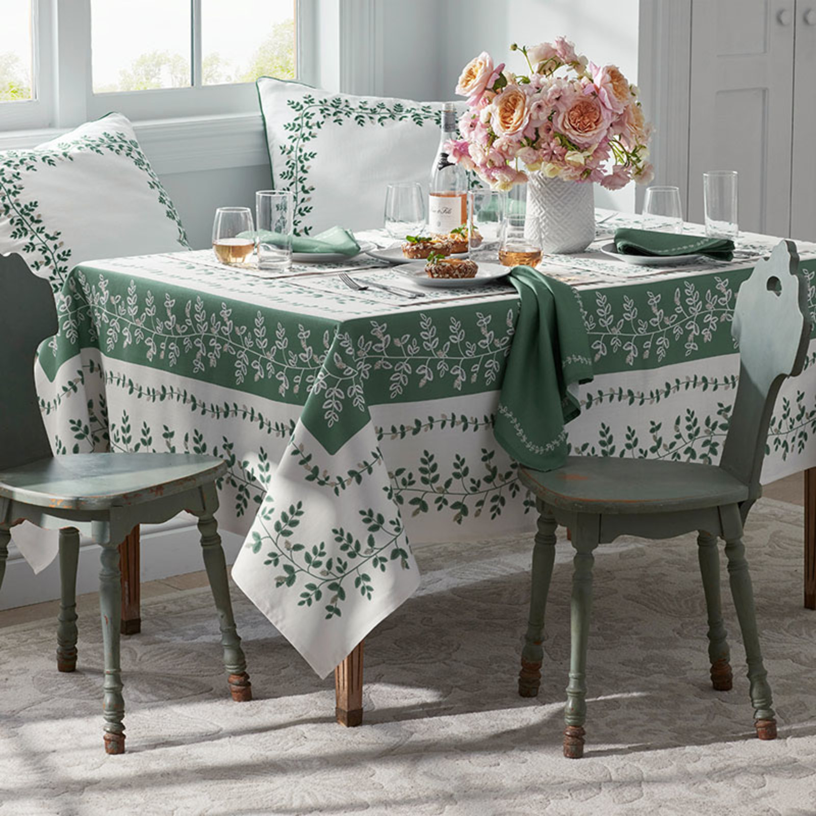 Climbing Vines Tablecloth - Green, 70 in. x 120 in.... gallery