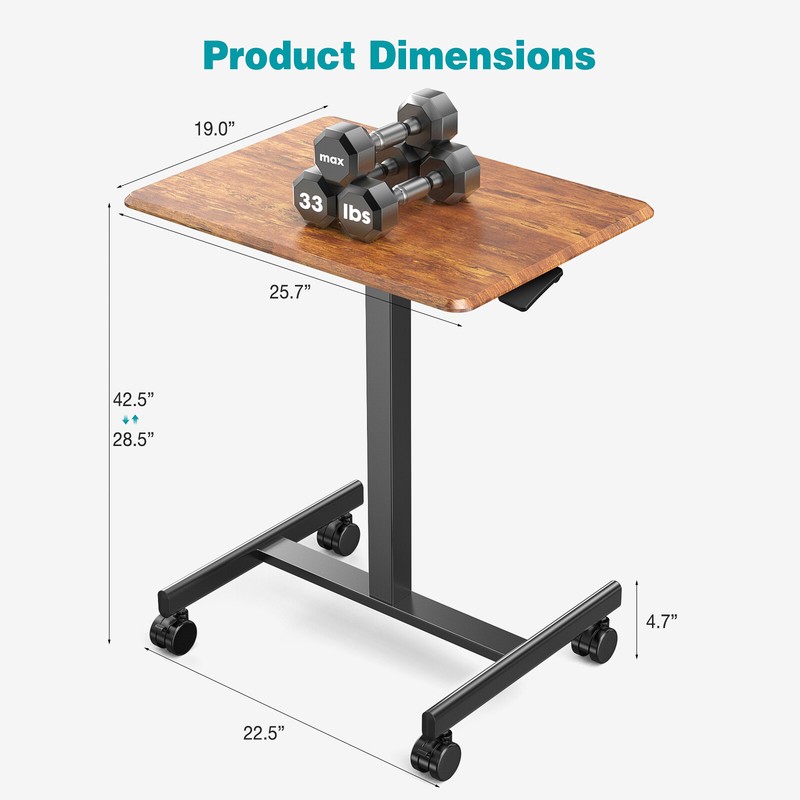 Adjustable Height Mobile Laptop Standing Desk with Wheels - Sit to Stand Desk gallery