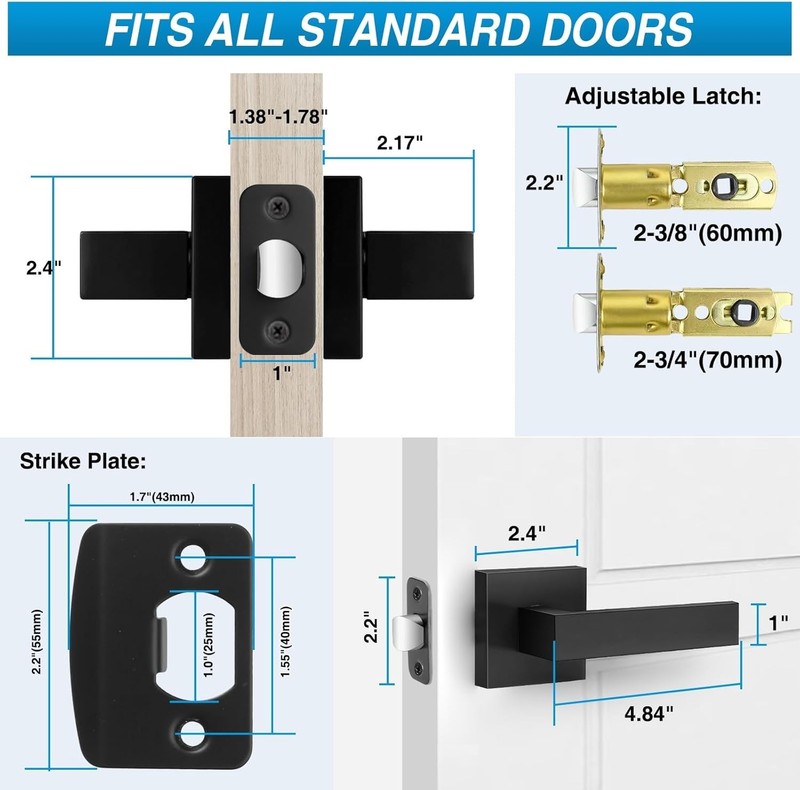 4 Pack Black Door Handles Interior, Passage Door Levers for Hallway&Closet, Inte gallery