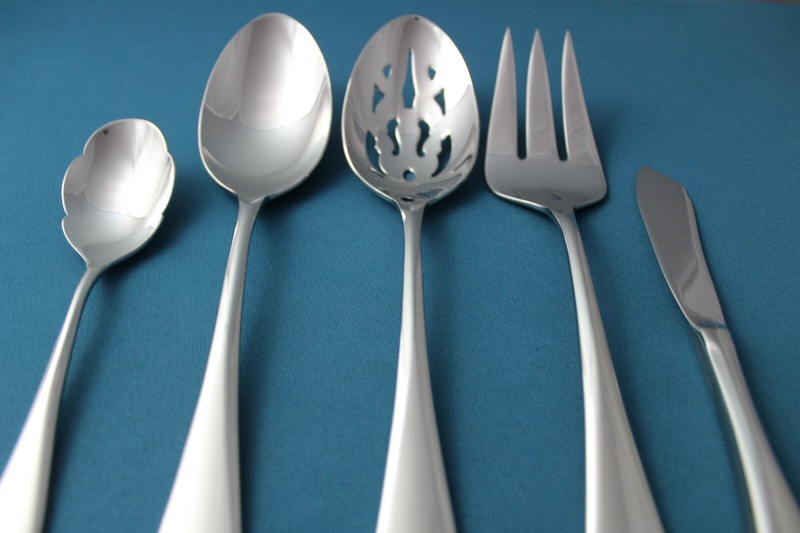 Gorham STUDIO Serving (5pc Set) Tablespoon Fork Pierced Glossy 18/10 Vietnam NEW gallery