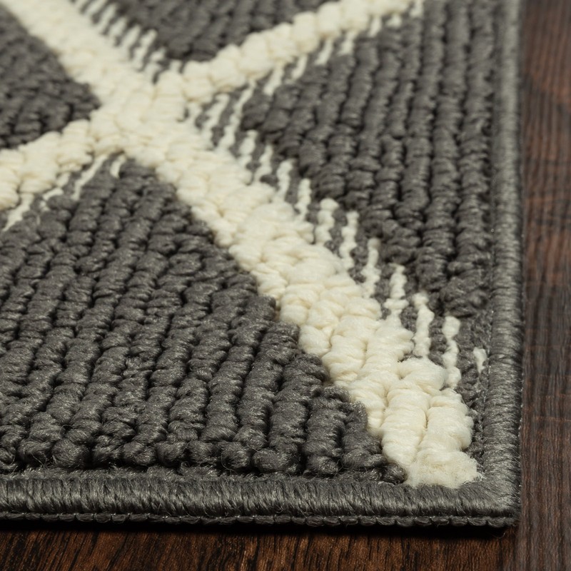 Gray Diamond High Low Pile Indoor Runner Rug 1'9"x5' W/ 100% Polyester gallery