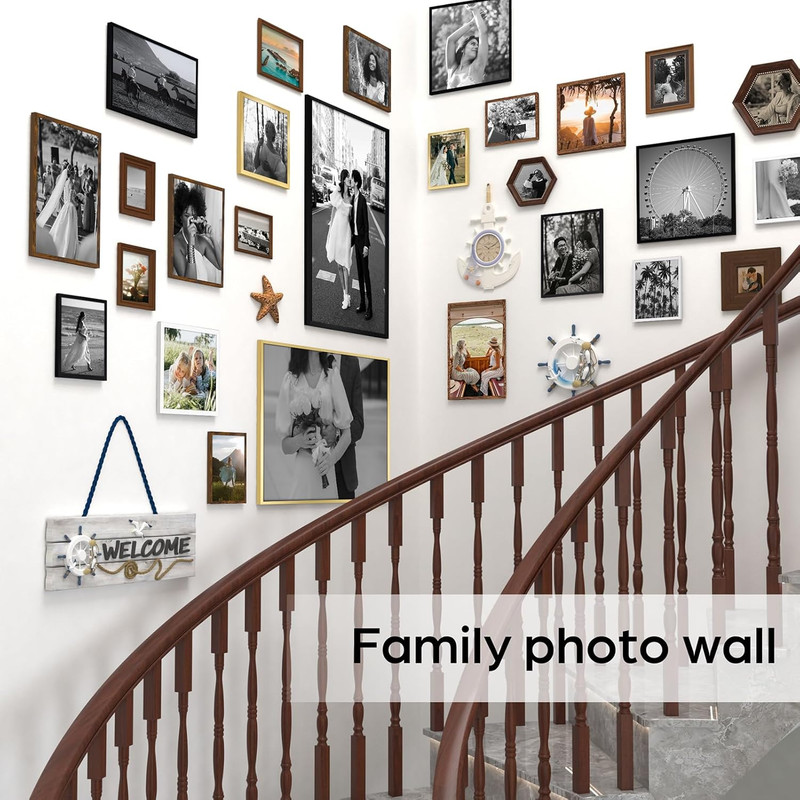 Rustic Walnut 8.5x11 Picture Frame Set of 12 for Certificates & Awards gallery