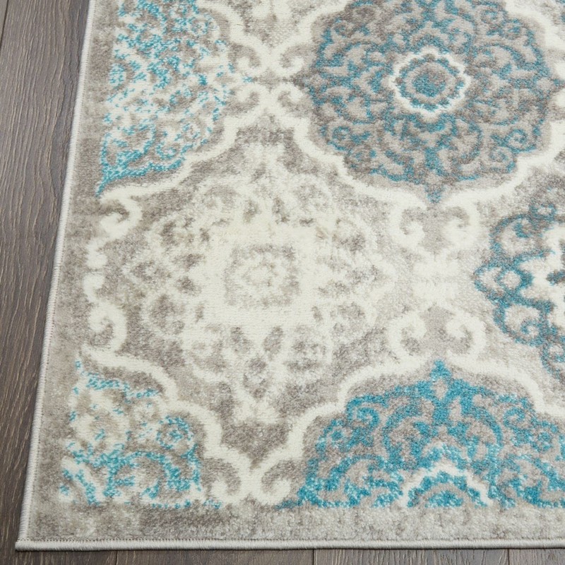 Home Dynamix Boho Andorra Transitional Damask Area Rug Grey/Blue 27X47 gallery