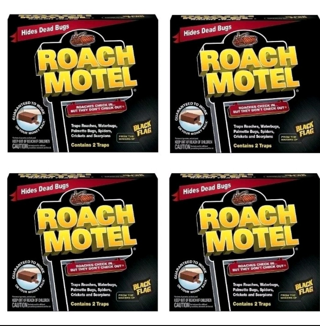 8 PK Black Flag Roach Motels Cockroach Bug bait Glue Trap Spider Motel gallery