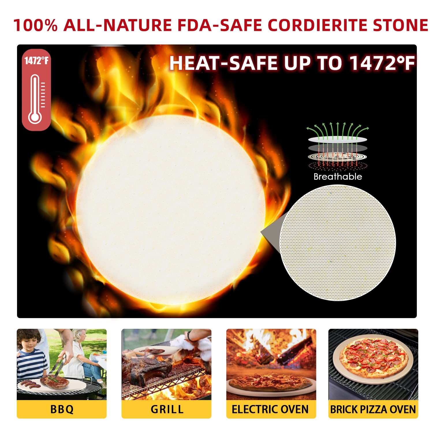 5 PCS Round Pizza Stone Set 13" Pizza Stone for Oven and Grill with Pizza Pee... gallery