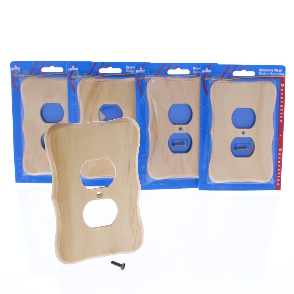 5 Leviton Solid PINE Wood Receptacle Wallplate Duplex Outlet 1G Cover 89203-CVP