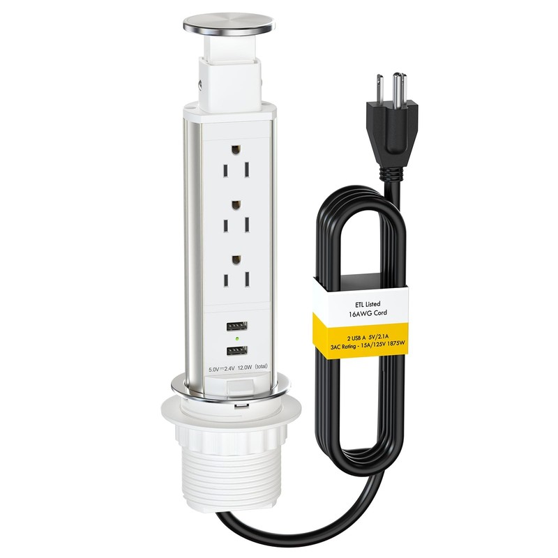 Pop Up Outlet For Countertop, Receptacle Power Strip With 3 Ac Outlet gallery