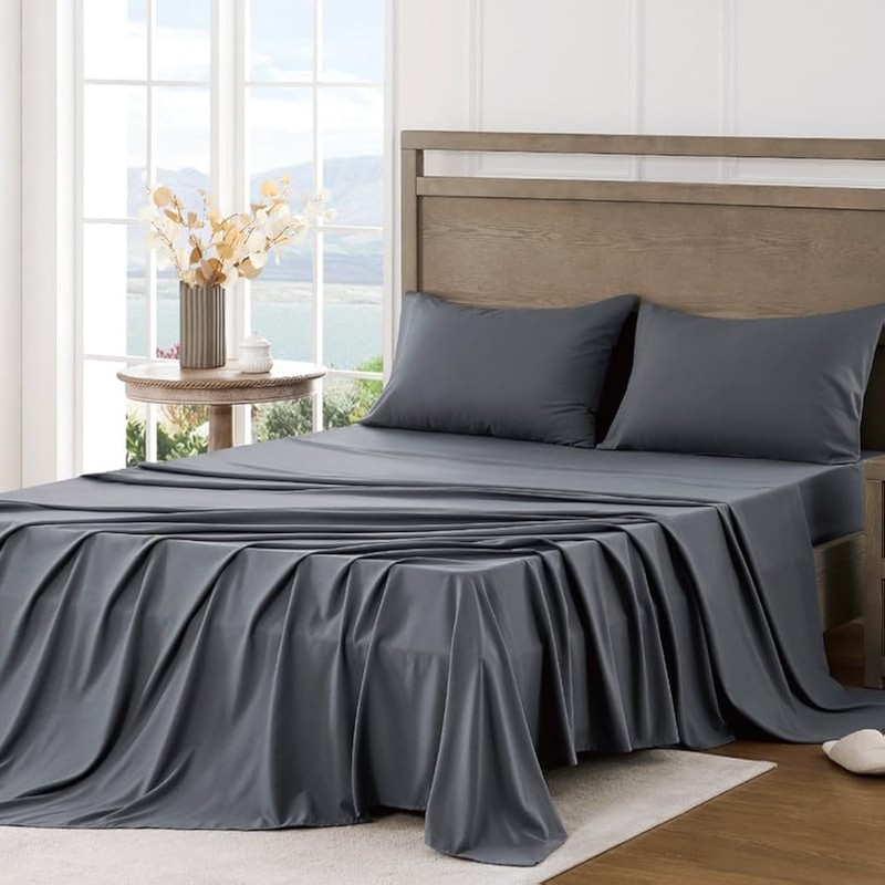 Hotel Quality King Bed Sheets - Cooling, Breathable Microfiber Set - Dark Grey gallery