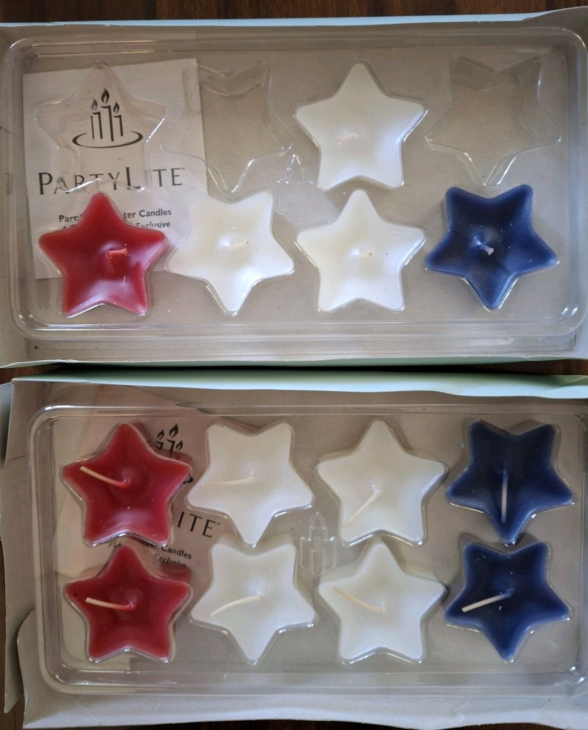 PartyLite Red, White &Blue Star Floating Candles. Americana Open Box 13 Candles gallery