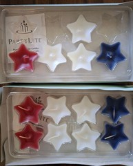 PartyLite Red, White &Blue Star Floating Candles. Americana Open Box 13 Candles